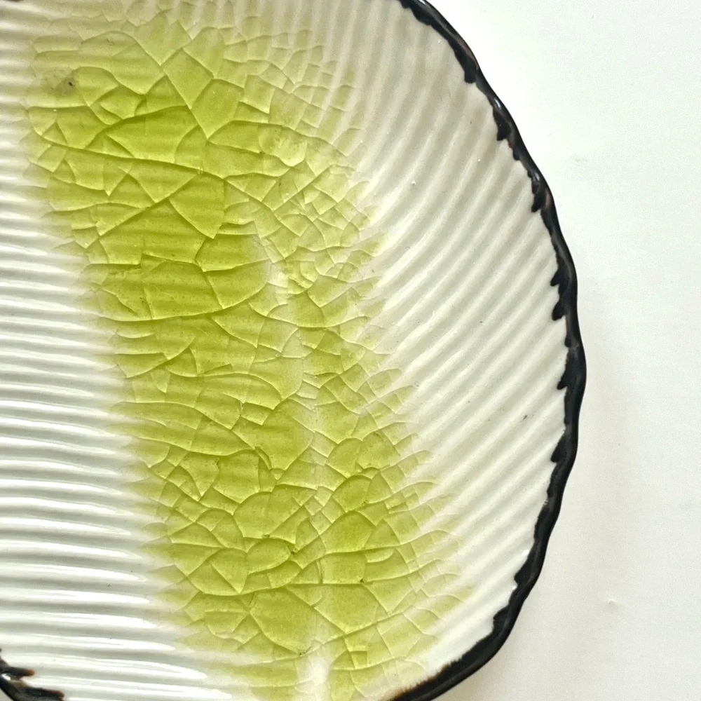 Crate & Barrel glass leaf ceramic jewelry plate